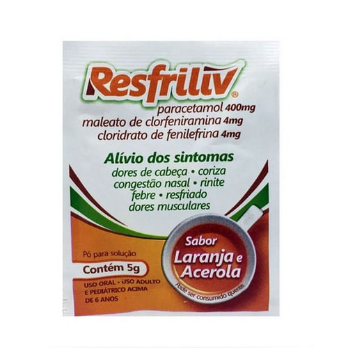 Resfriliv - 400Mg + 4Mg + 4Mg Pó 50 Envelope 5G Emb Mult Laranja/Acerola