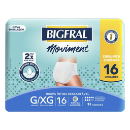 Imagem do produto Roupa Íntima Descartável Bigfral Moviment Unissex G/Xg Com 16 Unidades 16 Unidades
