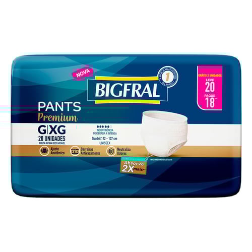 Imagem do produto Roupa Íntima Descartável Bigfral Pants Premium Tamanho G/Xg Unidades