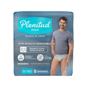 Roupa Intima Descartavel Plenitud Man G/Xg 8 Unidades