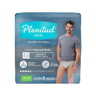 Roupa Intima Descartavel Plenitud Man P/M 8 Unidades