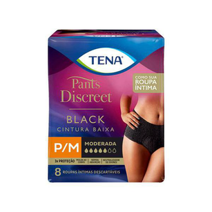 Roupa Íntima Descartável Tena Pants Discreet Black Tamanho P/M Com 8 Unidades