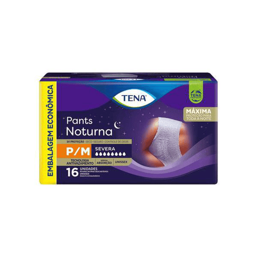Roupa Íntima Descartável Tena Pants Noturna P/M Com 16 Unidades