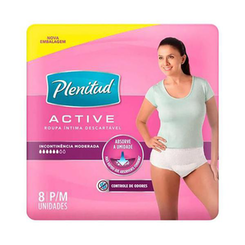 Roupa Íntima Plenitud Active Mulher P/M 8 Unidades