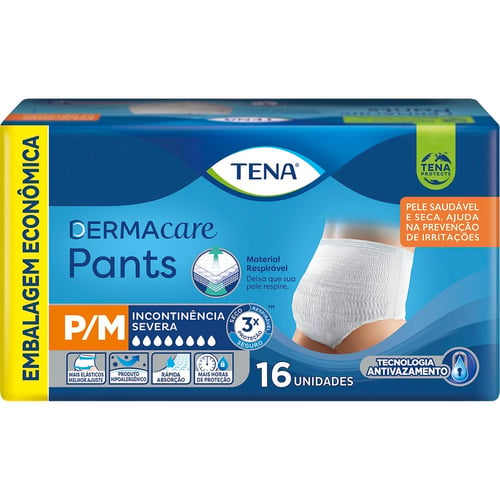 Roupa Intima Tena Pants Dermacare Tamanho P/M 16 Unidades