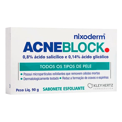 Sabonete Barra Esfoliante Facial Acneblock Todos Os Tipos De Pele 90G