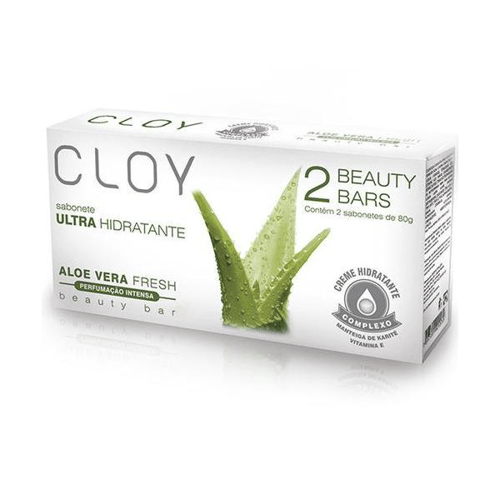 Sabonete Cloy Beauty Bar Aole Vera Fresh Com 2 Unidades De 80G Cada