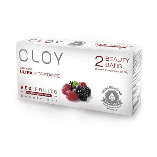 Sabonete Cloy Beauty Bar Red Fruits Com 2 Unidades De 80G Cada