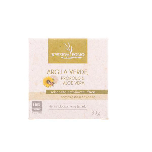 Sabonete Esfoliante Facial Natural De Argila Verde, Própolis E Aloe Vera 90G Reserva Folio