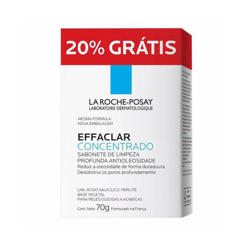 Sabonete Facial Em Barra Effaclar Concentrado La Rocheposay 70G 20% Grátis