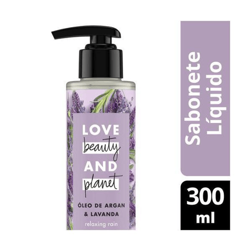 Sabonete Líquido Mãos E Corpo Relaxing Rain Óleo De Argan & Lavanda Love, Beauty And Planet 300Ml