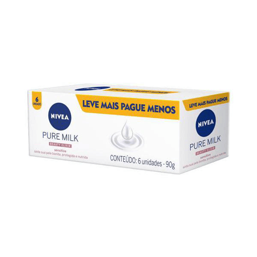 Sabonete Nivea Pure Milk Leve Mais Por Menos Com 6 Unidades De 90G Cada