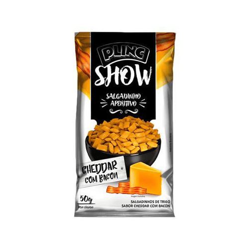 Salgadinho Aperitivo Plinc Show Sabor Cheddar com Bacon 50g
