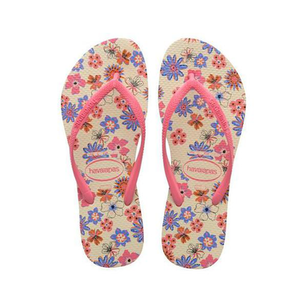 Sandálias Havaianas Slim Romance Bege/Rosa Tamanho 35/36 Com 1 Par