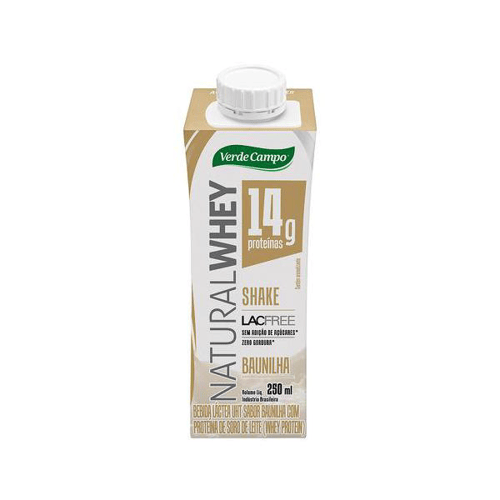 Shake Natural Whey Verde Campo Sabor Baunilha Com 250Ml