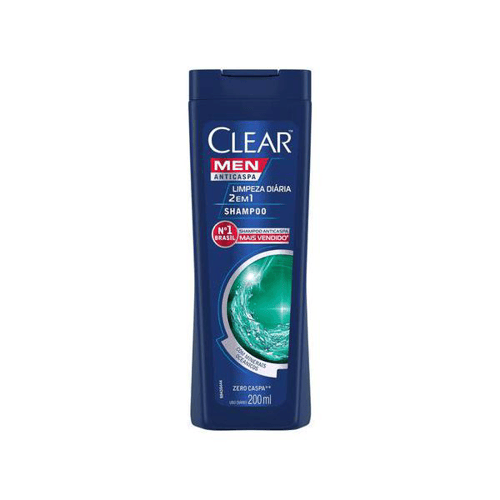 Shampoo Anticaspa Clear Men Limpeza Diária 2 Em 1 200Ml