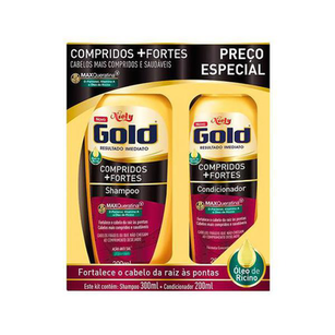 Shampoo + Condicionador Niely Gold Compridos + Fortes Com 300Ml+200Ml Preço Especial