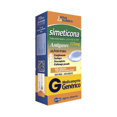 Simeticona 125Mg C 10 Cápsulas Gelatinosas Moles Nova Cód. - Nova Química Genérico