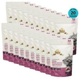 Snacks Hana Healthy Life Castrated P/ Gatos Adultos 60G Kit 20 Unidades