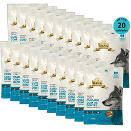 Snacks Hana Healthy Life Dental Care Cuidado Os Dentes P/ Cães Adultos 100G Kit 20 Unidades