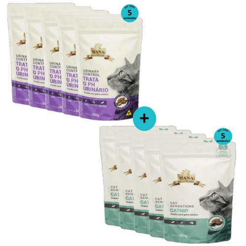 Snacks Hana Urinary Control 60G 5 Unid. + Hana Sensations 60G 5 Unid. P/ Gatos Adultos
