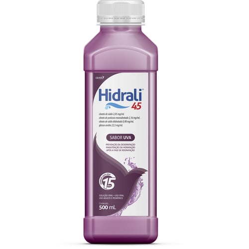 Imagem do produto Soro De Reidratação Hidrali 45 Sabor Uva Roxa 500Ml