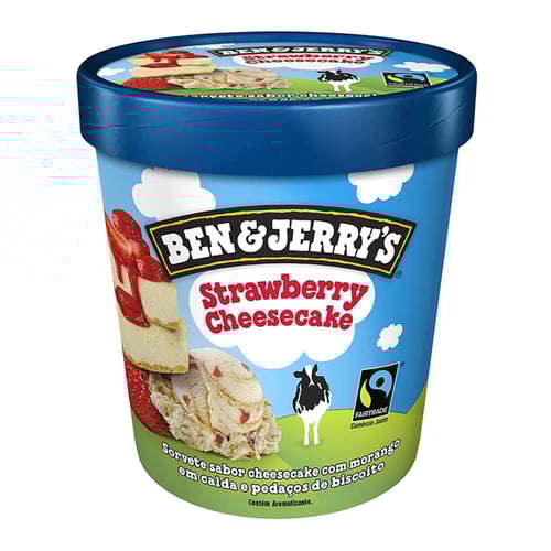 Sorvete Pote Kibon Ben & Jerry's Strawberry Cheesecake 458Ml