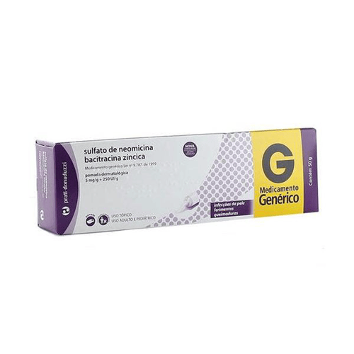 Imagem do produto Sulfato De Neomicina + Bacitracina Zíncica 5Mg/G + 250UI/G - Pomada 50G Prati Donaduzzi Genérico