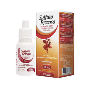 Sulfato Ferroso 125Mg/Ml Solução Oral Em Gotas Sabor Framboesa Com 30Ml