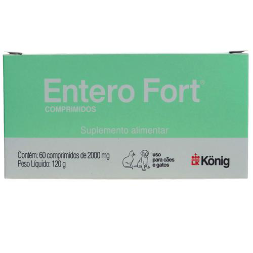 Suplemento Alimentar Entero Fort 2000Mg C/ 60 Comp. Para Cães E Gatos König