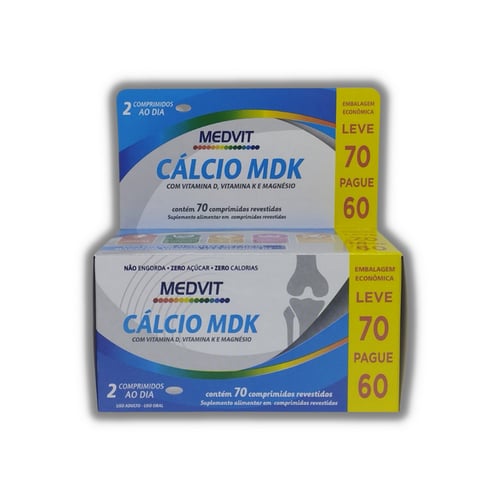 Imagem do produto Suplemento Alimentar Medvit Cálcio Mdk Com 70 Comprimidos