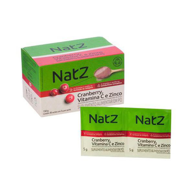 Imagem do produto Suplemento Alimentar Natz Cranberry, Vitamina C E Zinco 5G 30 Sachês 30 Sachês