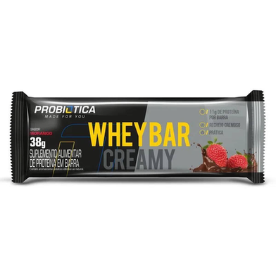 Suplemento De Proteína Em Barra Whey Bar Creamy Probiótica Sabor Morango 38G
