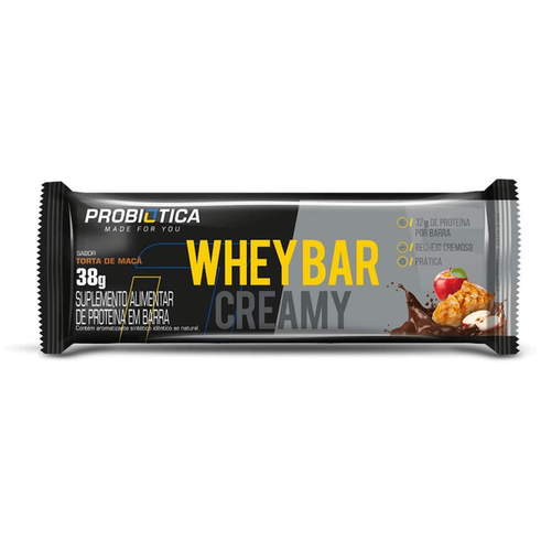 Suplemento De Proteína Em Barra Whey Bar Creamy Probiótica Sabor Torta De Maçã 38G