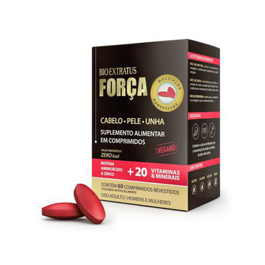 Imagem do produto Suplemento Força Bio Extratus Para Cabelo Pele E Unha 60 Comprimidos