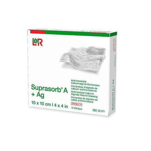 Suprasorb A + Ag Alginato De Calcio Com Prata 10X10 Cm 10 Unidades Lohmann & Rauscher