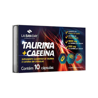 Taurina+Cafeína 1200Mg Lasanday Com 10 Cápsulas