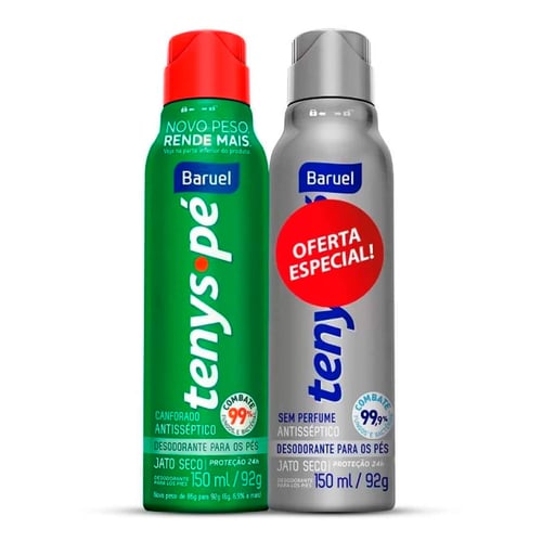 Tenys Pé Baruel Canforado 150Ml + Tenys Pé Baruel Sem Perfume 150Ml