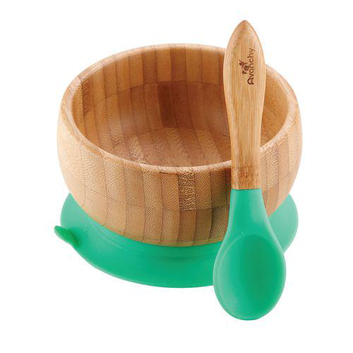 Imagem do produto Tigela Bambu Com Ventosa E Colher Verde Avanchy