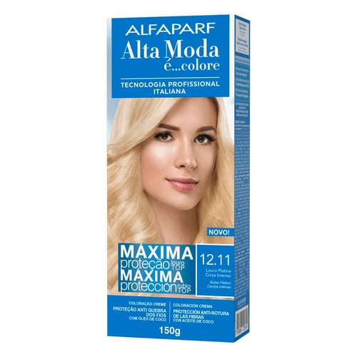 Imagem do produto Tintura Creme Alta Moda Alfaparf Louro Platina Cinza Intenso 12.11