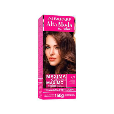 Imagem do produto Tintura Creme Altamoda Alfaparf Castanho Luminoso Claro 6.7 Kit