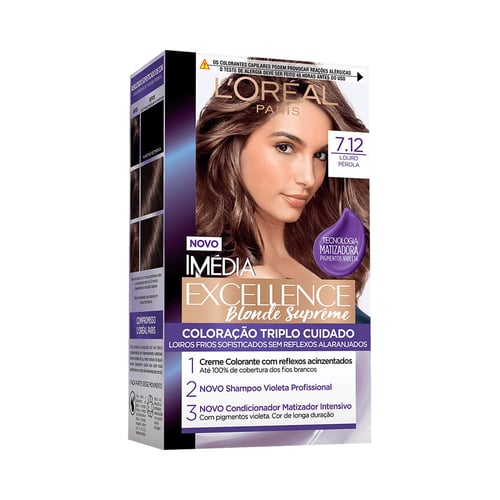 Imagem do produto Tintura Permanente Imédia Excellence Blondes Supreme 7.12 Louro Pérola Com 1 Unidade 1 Unidade