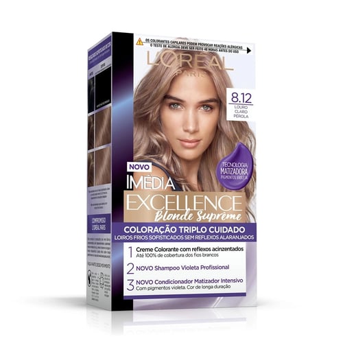 Imagem do produto Tintura Permanente Imédia Excellence Blondes Supreme 8.12 Louro Claro Pérola Com 1 Unidade 1 Unidade