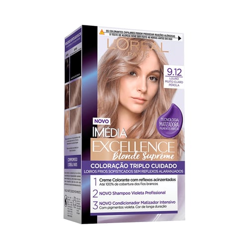 Imagem do produto Tintura Permanente Imédia Excellence Blondes Supreme 9.12 Louro Muito Claro Pérola Com 1 Unidade 1 Unidade