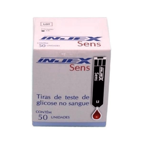Tiras De Teste De Glicose No Sangue Injex Sens Com 50 Unidades