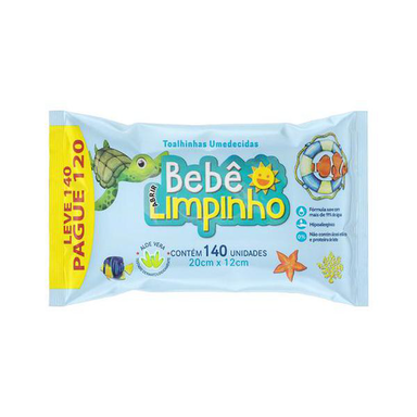 Imagem do produto Toalha Umedecida Bebe Limpinho 140 Unidades