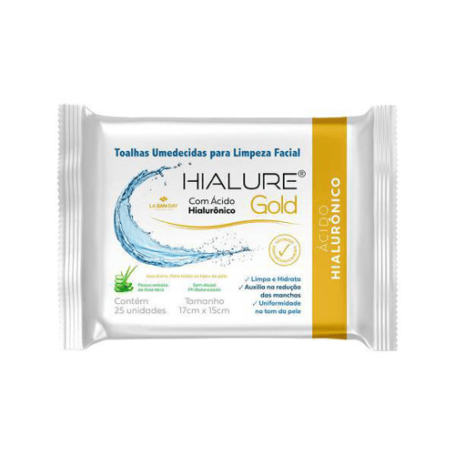 Toalha Umedecida Hialure Gold Com 25 Hialuronic