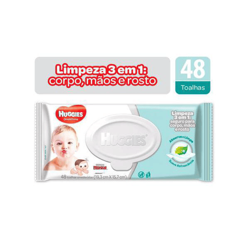 Toalha Umedecida Huggies Turma Da Mônica Classic Cheirinho Resfrescante Com 48 Unidades