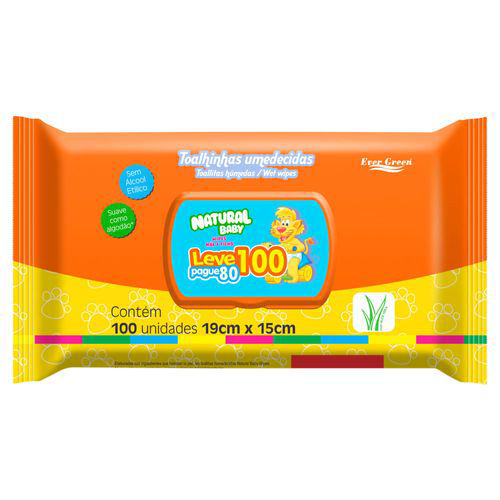 Toalha Umedecida Natural Baby Wipes Mãe E Filho Com 100 Unidades