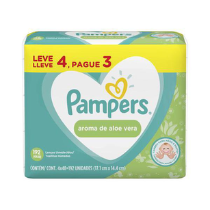 Toalha Umedecida Pampers Aloe Vera Leve 4 Pague 3 Pacotes